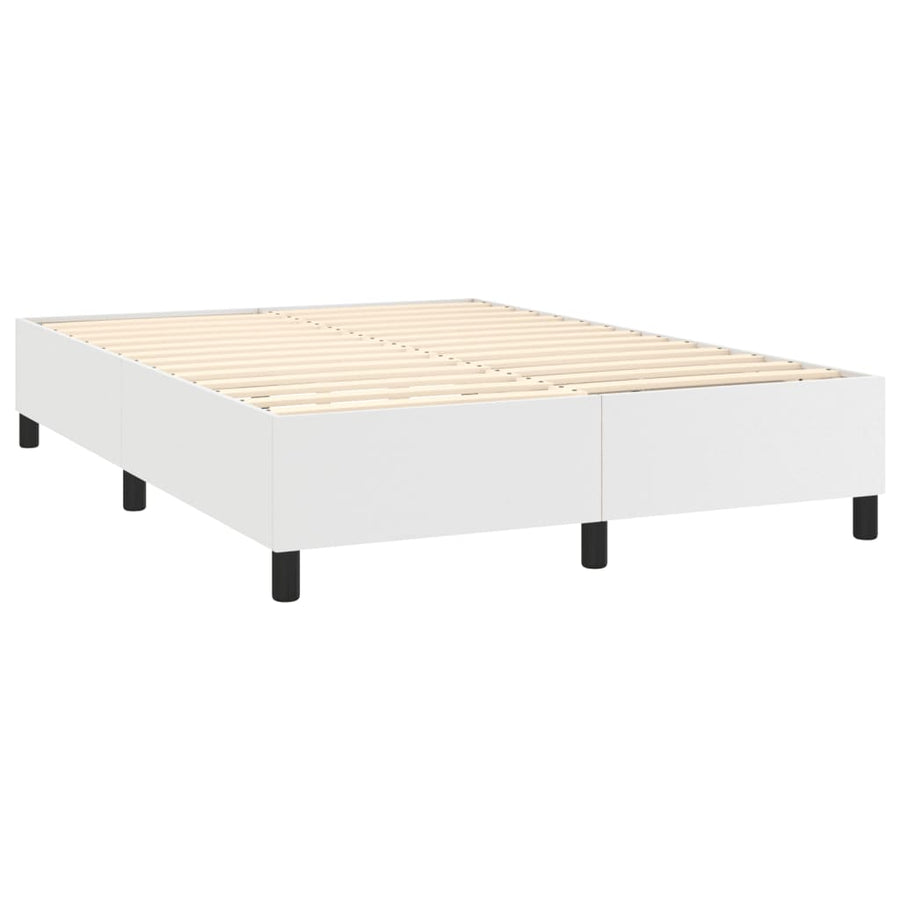 Boxspring Met Matras En Led Kunstleer Wit 140 x 200 cm Knopen