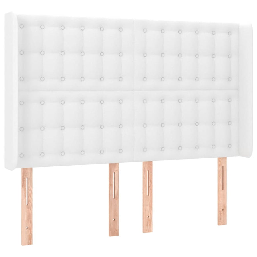 Boxspring Met Matras En Led Kunstleer Wit 140 x 200 cm Knopen
