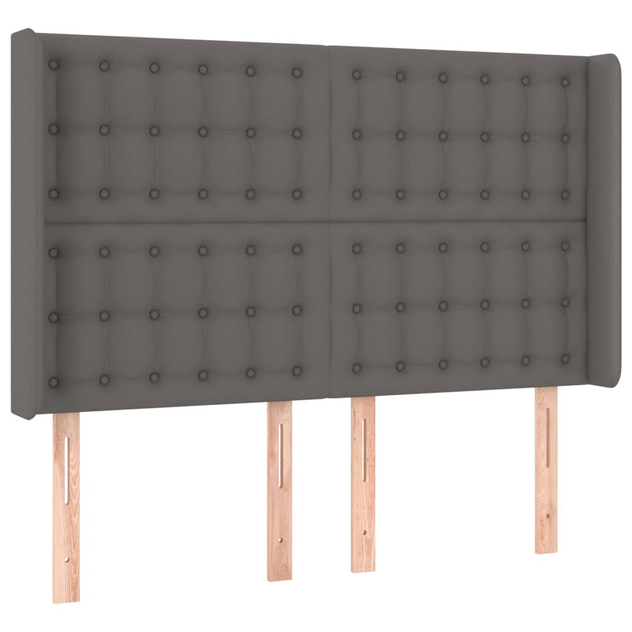 Boxspring Met Matras En Led Kunstleer Grijs 140 x 200 cm Knopen