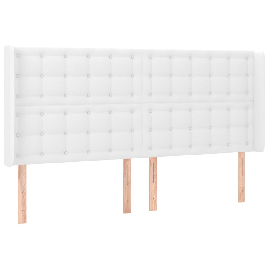Boxspring Met Matras En Led Kunstleer Wit 160 x 200 cm Knopen
