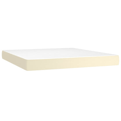 Boxspring met matras en LED kunstleer crèmekleurig 160x200 cm