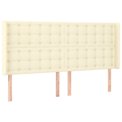 Boxspring met matras en LED kunstleer crèmekleurig 160x200 cm