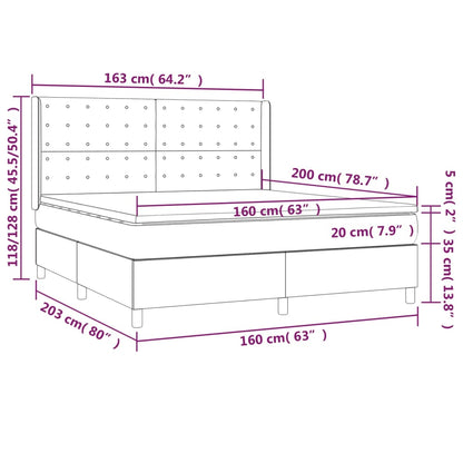 Boxspring met matras en LED kunstleer crèmekleurig 160x200 cm