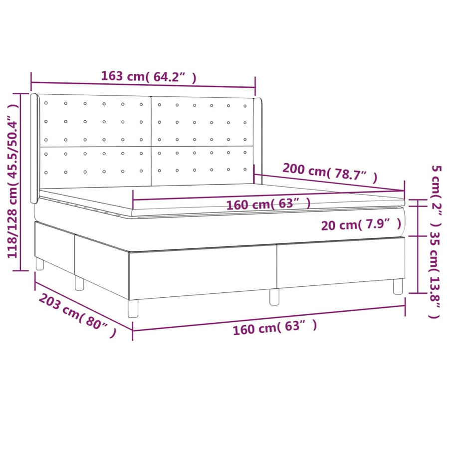 Boxspring Met Matras En Led Kunstleer Kleur 160X200Cm Cappuccino 160 x 200 cm Knopen