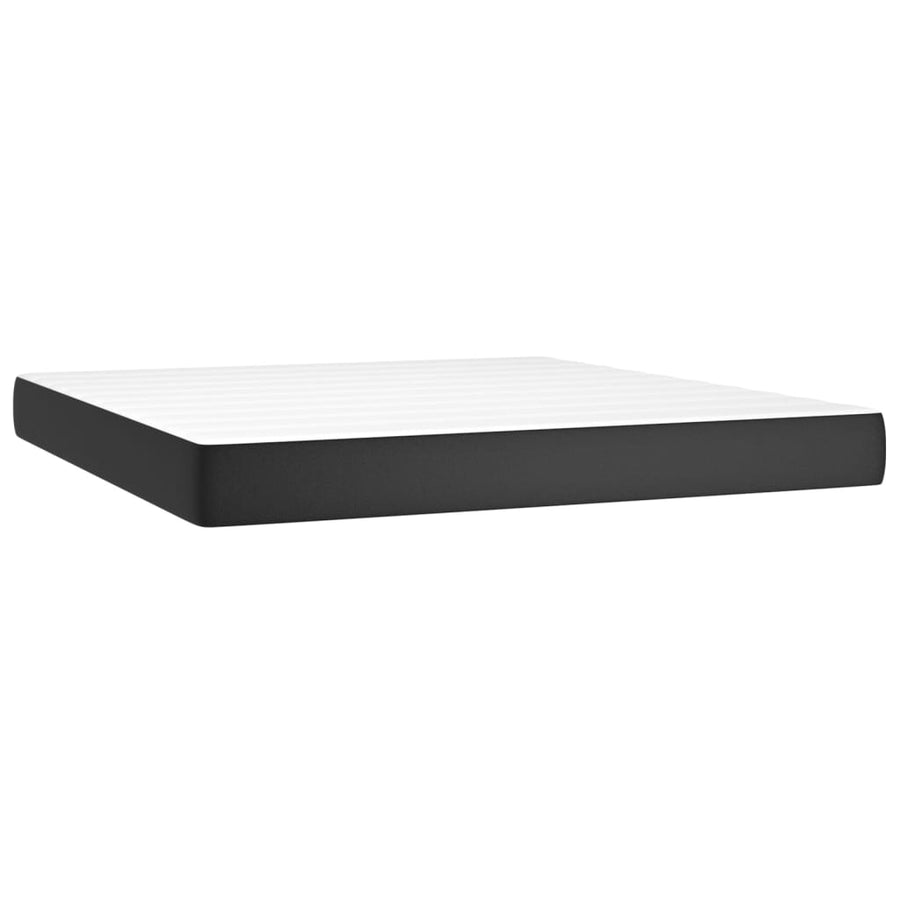 Boxspring Met Matras En Led Kunstleer Zwart 180 x 200 cm Knopen