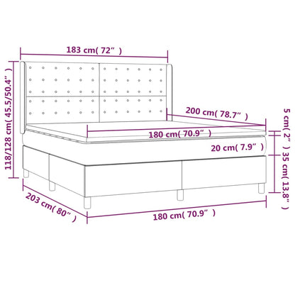 Boxspring met matras en LED kunstleer cappuccinokleur 180x200cm