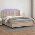 Boxspring Met Matras En Led Kunstleer Kleur 180X200Cm Cappuccino 180 x 200 cm Knopen