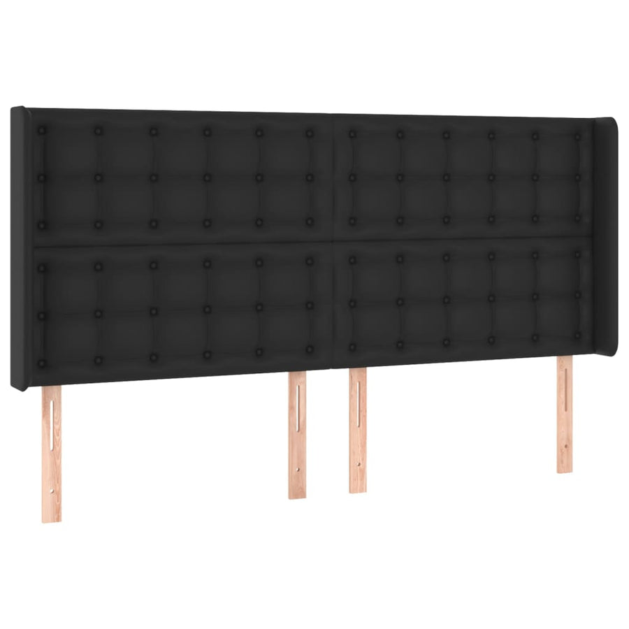 Boxspring Met Matras En Led Kunstleer Zwart 200 x 200 cm Knopen