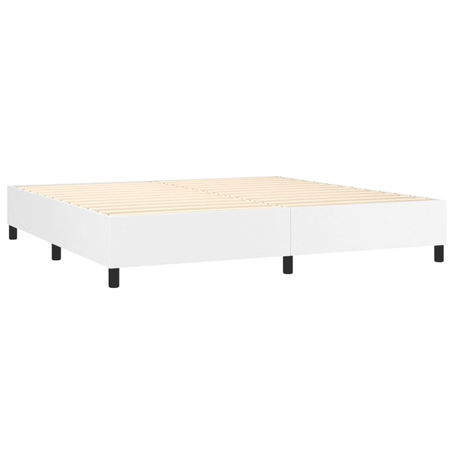 Boxspring Met Matras En Led Kunstleer Wit 200 x 200 cm Knopen