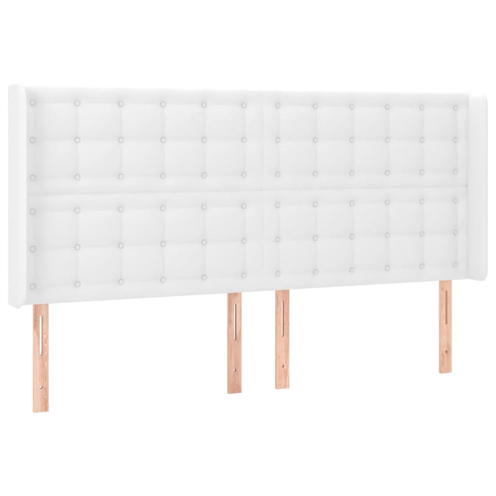 Boxspring Met Matras En Led Kunstleer Wit 200 x 200 cm Knopen