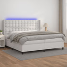 Boxspring met matras 200x200 cm wit kunstleer LED