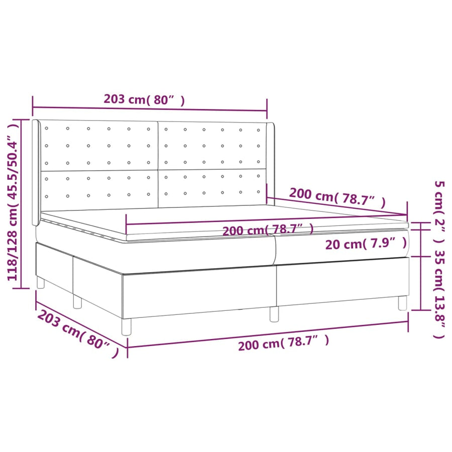 Boxspring met matras en LED kunstleer crèmekleurig 200x200 cm