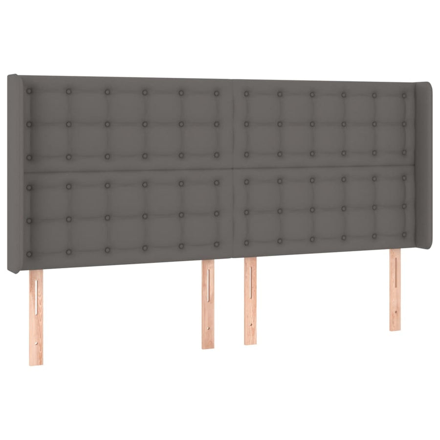 Boxspring Met Matras En Led Kunstleer Grijs 200 x 200 cm Knopen