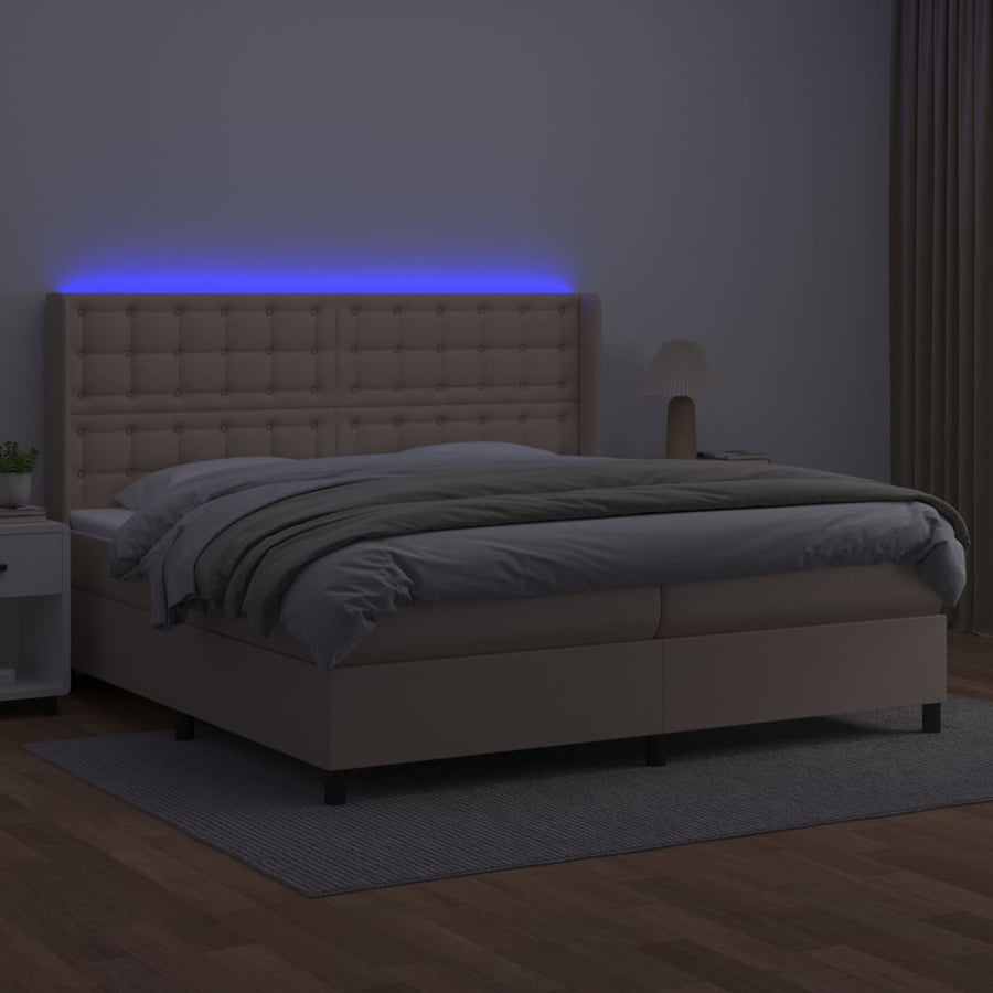 Boxspring Met Matras En Led Kunstleer Kleur 200X200Cm 200 x 200 cm