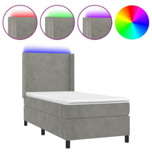 Boxspring Met Matras En Led Fluweel Lichtgrijs 80 x 200 cm Effen ontwerp