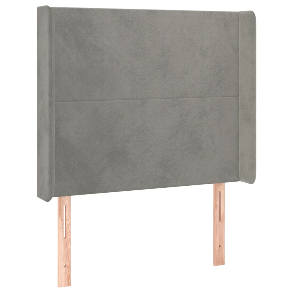 Boxspring Met Matras En Led Fluweel Lichtgrijs 80 x 200 cm Effen ontwerp