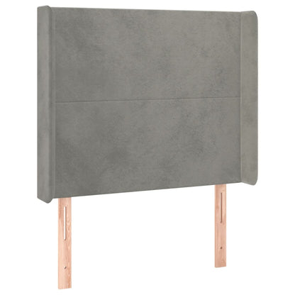 Boxspring Met Matras En Led Fluweel Lichtgrijs 80 x 200 cm Effen ontwerp