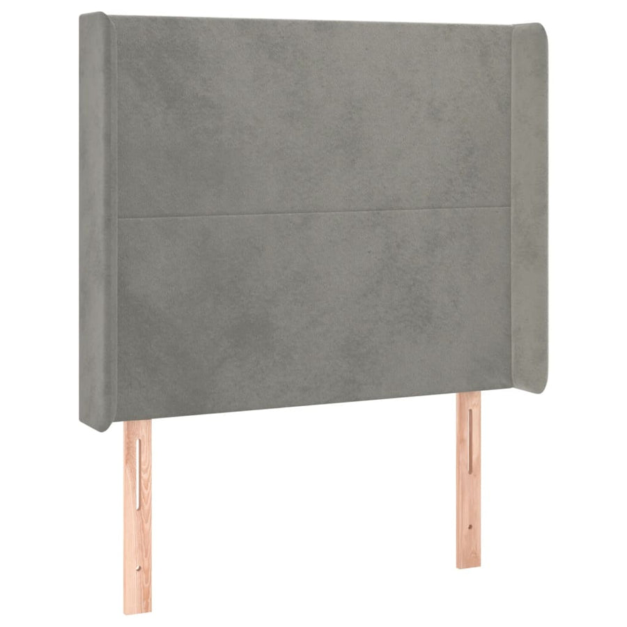 Boxspring Met Matras En Led Fluweel Lichtgrijs 80 x 200 cm Effen ontwerp