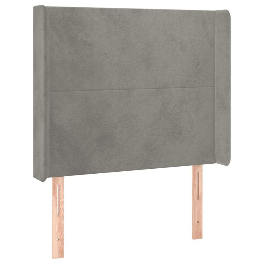Boxspring Met Matras En Led Fluweel Lichtgrijs 90 x 190 cm Effen ontwerp