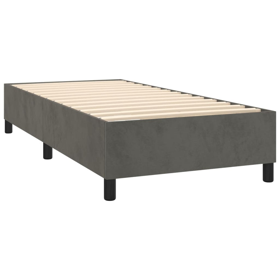 Boxspring Met Matras En Led Fluweel Donkergrijs 90 x 190 cm Effen ontwerp