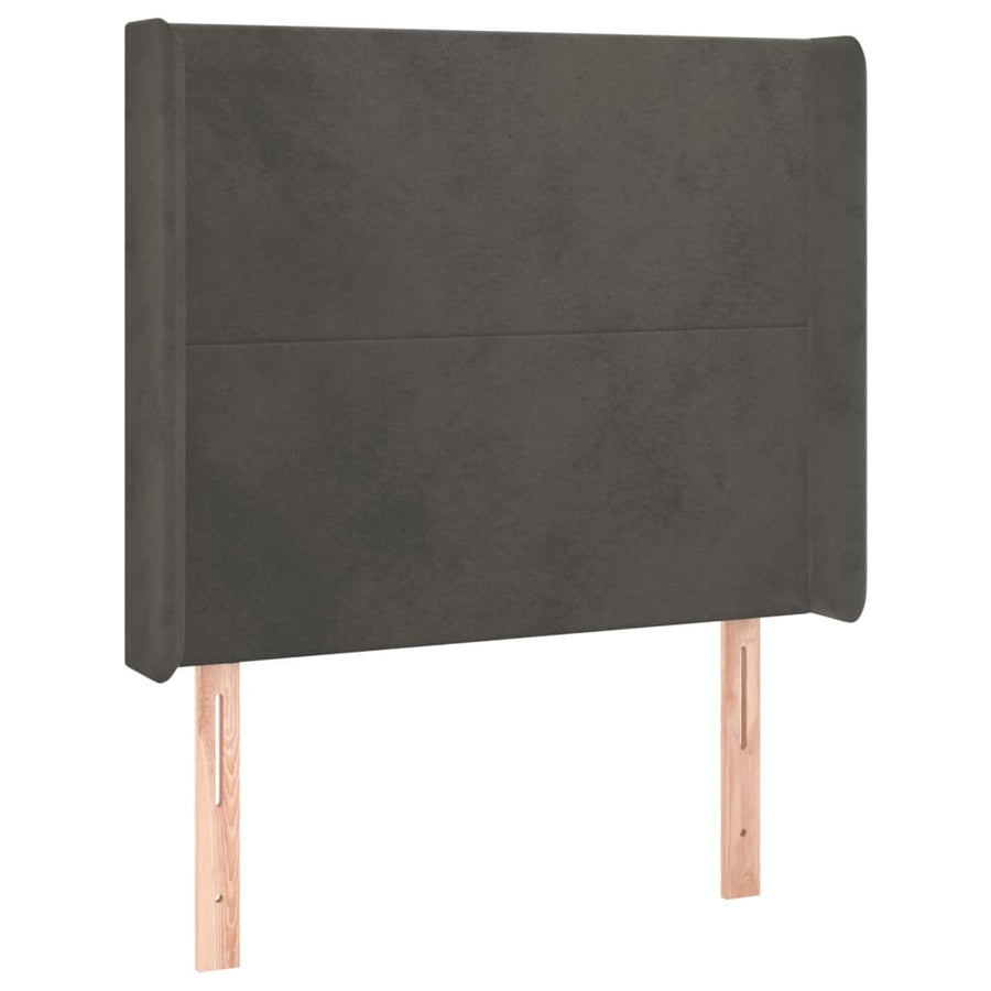Boxspring Met Matras En Led Fluweel Donkergrijs 90 x 190 cm Effen ontwerp