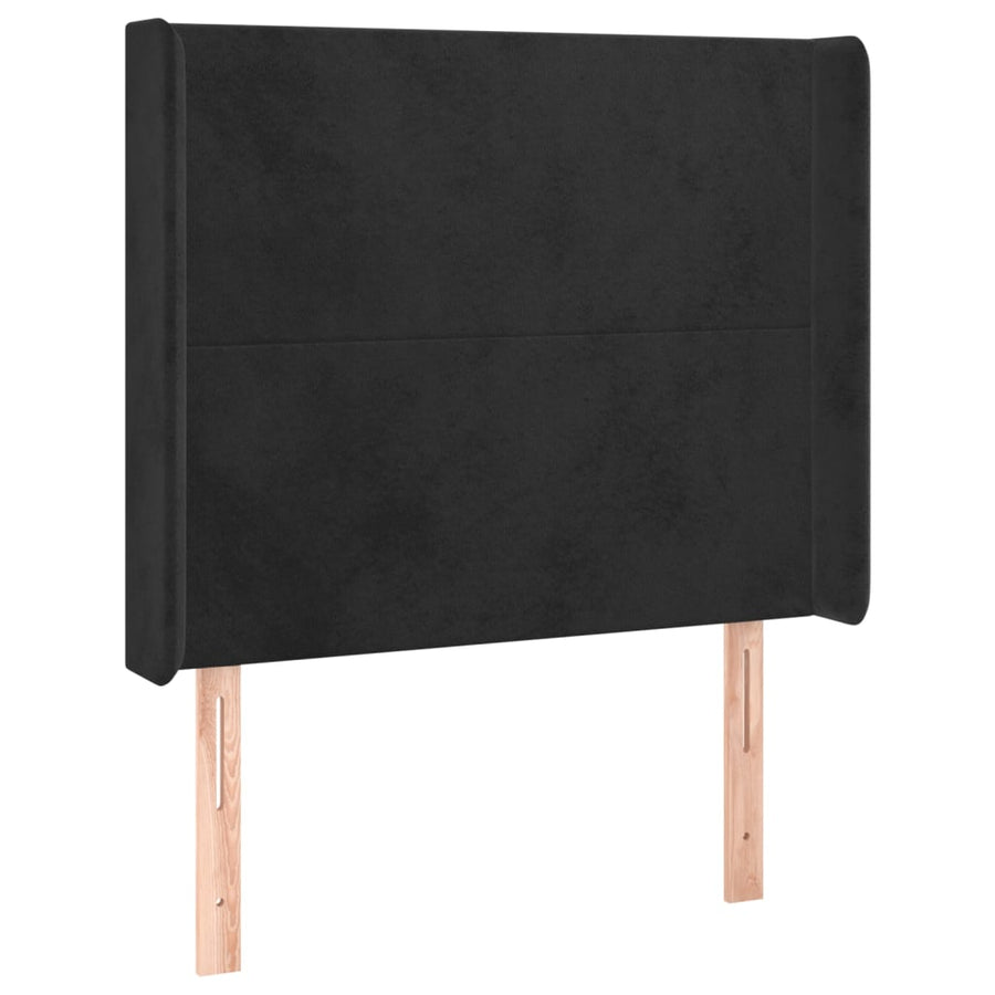Boxspring Met Matras En Led Fluweel Zwart 90 x 200 cm Effen ontwerp