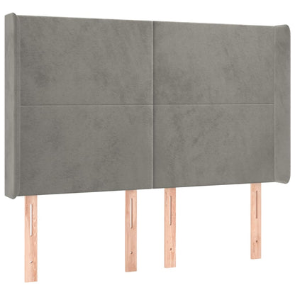 Boxspring Met Matras En Led Fluweel Lichtgrijs 140 x 190 cm Effen ontwerp