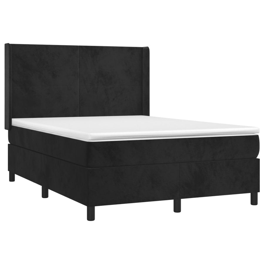 Boxspring met matras en LED fluweel zwart 140x190 cm 140 x 190 cm Zwart