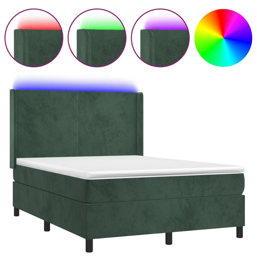 Boxspring Met Matras En Led Fluweel 140 x 190 cm
