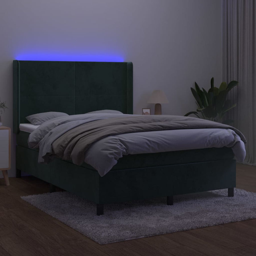 Boxspring Met Matras En Led Fluweel 140 x 190 cm