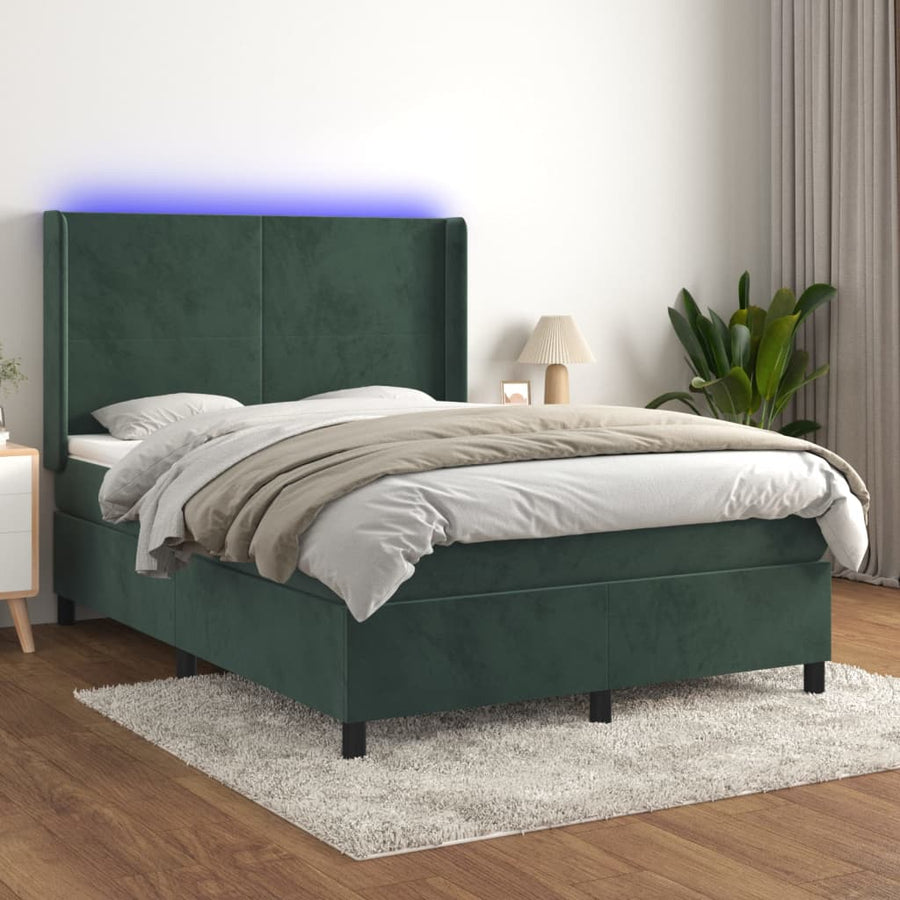 Boxspring Met Matras En Led Fluweel 140 x 190 cm
