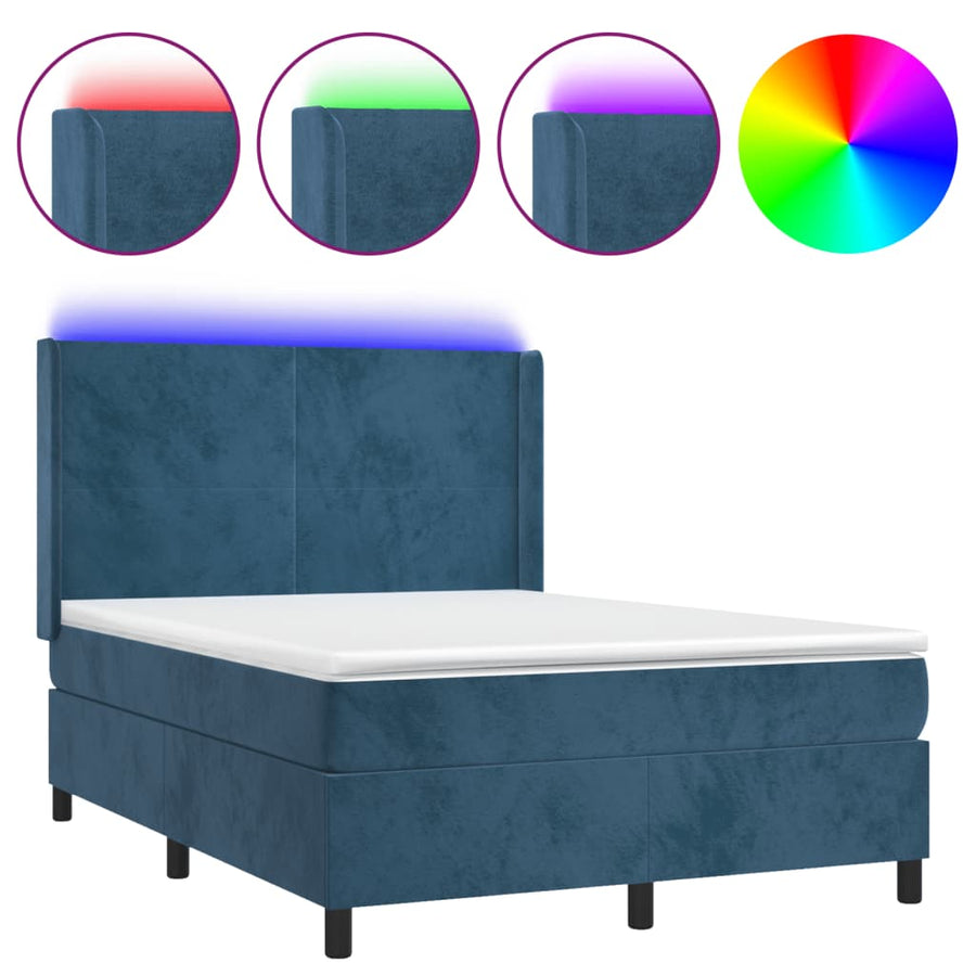 Boxspring Met Matras En Led Fluweel 140 x 190 cm