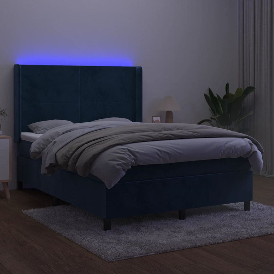 Boxspring Met Matras En Led Fluweel 140 x 190 cm