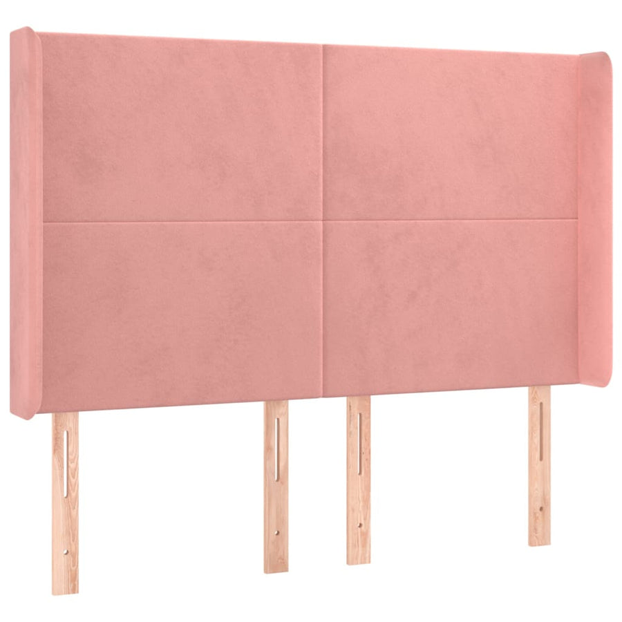 Boxspring met matras en LED fluweel roze 140x190 cm 140 x 190 cm Effen ontwerp
