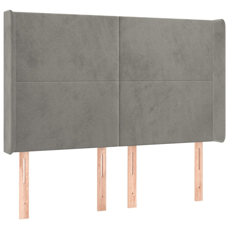Boxspring Met Matras En Led Fluweel Lichtgrijs 140 x 200 cm Effen ontwerp