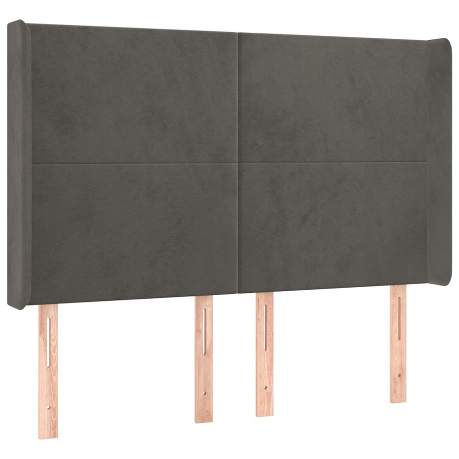 Boxspring Met Matras En Led Fluweel Donkergrijs 140 x 200 cm Effen ontwerp