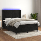 Box spring bed with mattress and LED velvet black 140x200 cm