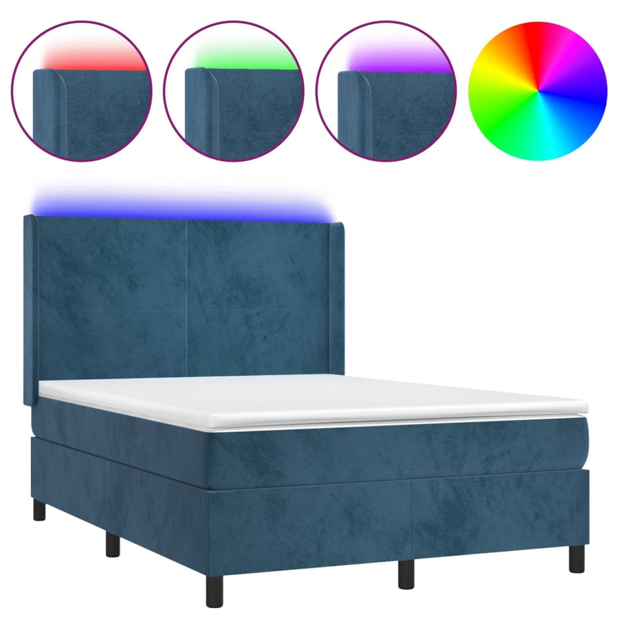 Boxspring Met Matras En Led Fluweel 140 x 200 cm