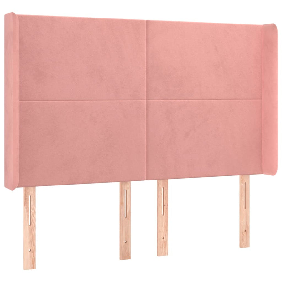 Boxspring Met Matras En Led Fluweel Roze 140X200 Cm Roze 140 x 200 cm Effen ontwerp