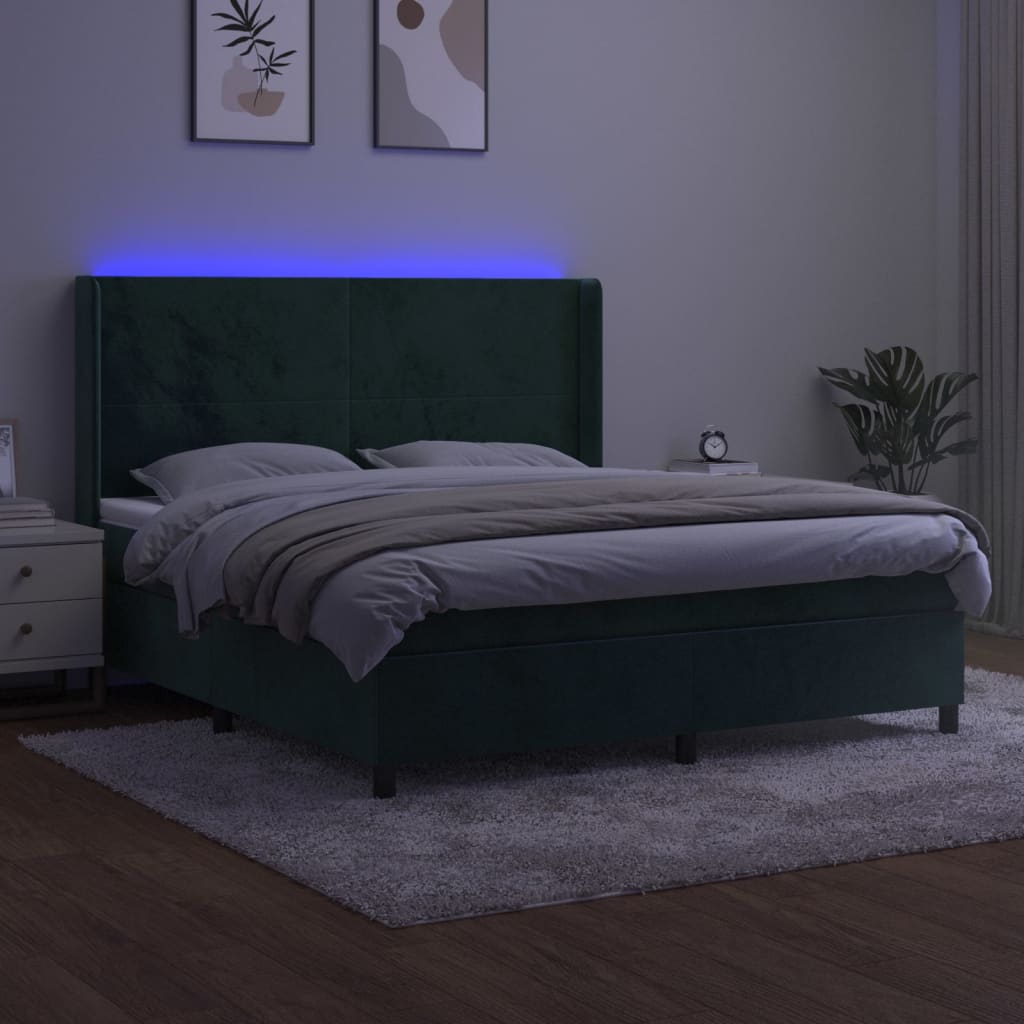 Boxspring Met Matras En Led Fluweel 160 x 200 cm