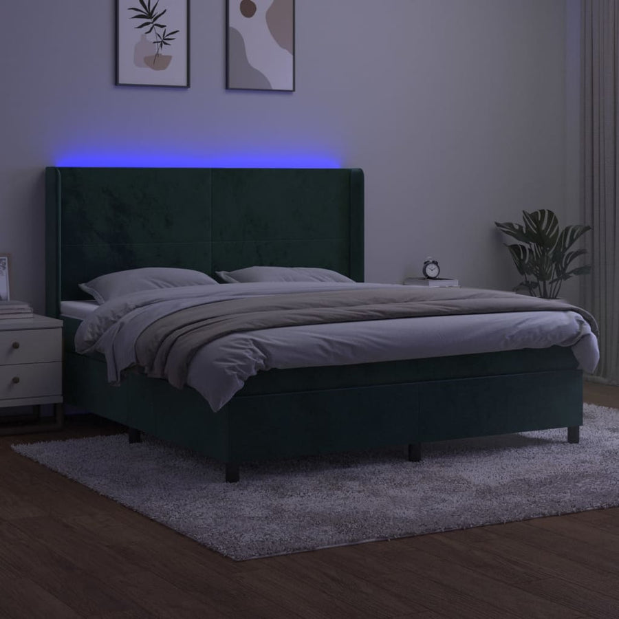 Boxspring Met Matras En Led Fluweel 160 x 200 cm