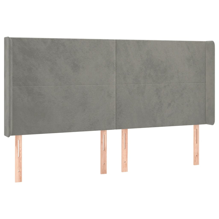 Boxspring Met Matras En Led Fluweel Lichtgrijs 180 x 200 cm Effen ontwerp