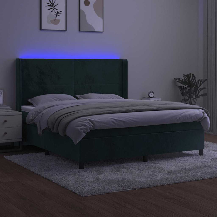 Boxspring Met Matras En Led Fluweel 180 x 200 cm