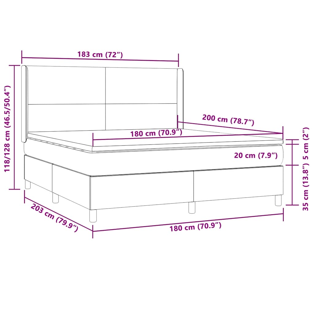 Boxspring Met Matras En Led Fluweel 180 x 200 cm