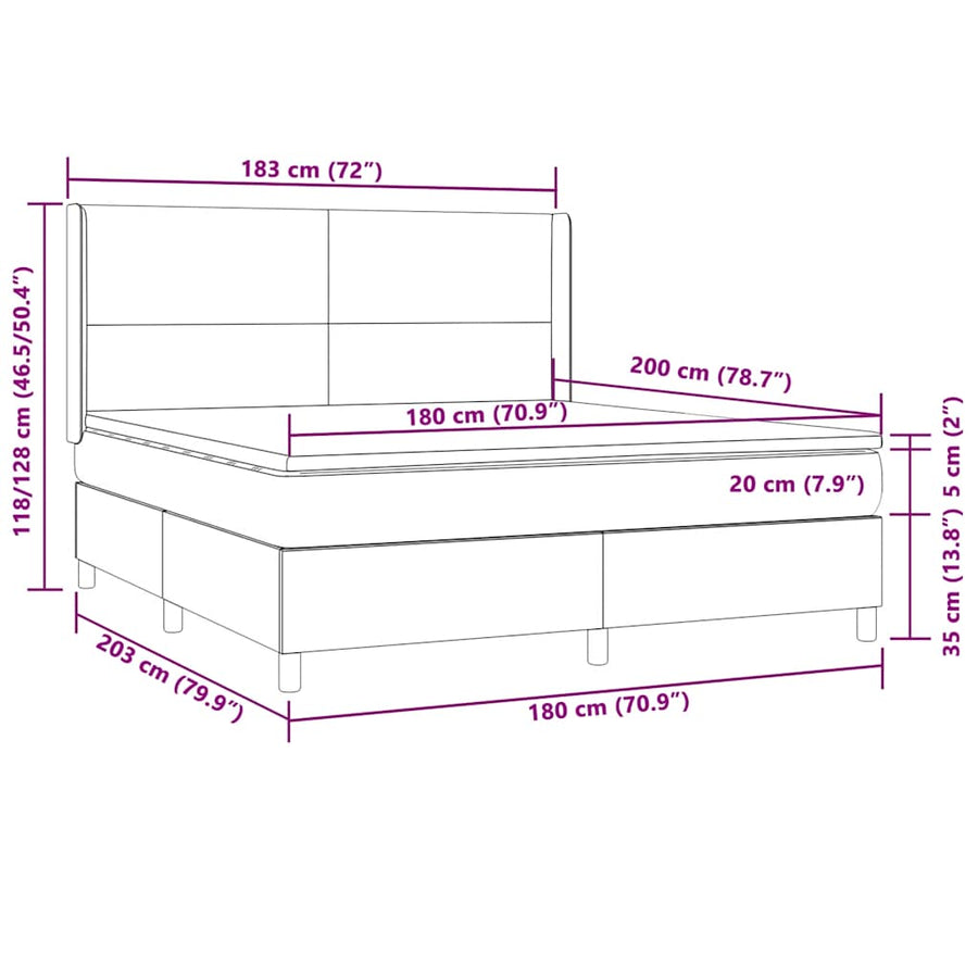 Boxspring Met Matras En Led Fluweel 180 x 200 cm
