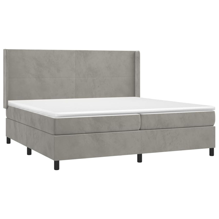 Boxspring Met Matras En Led Fluweel Lichtgrijs 200 x 200 cm Effen ontwerp