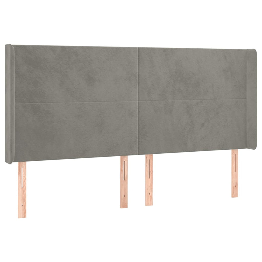 Boxspring Met Matras En Led Fluweel Lichtgrijs 200 x 200 cm Effen ontwerp
