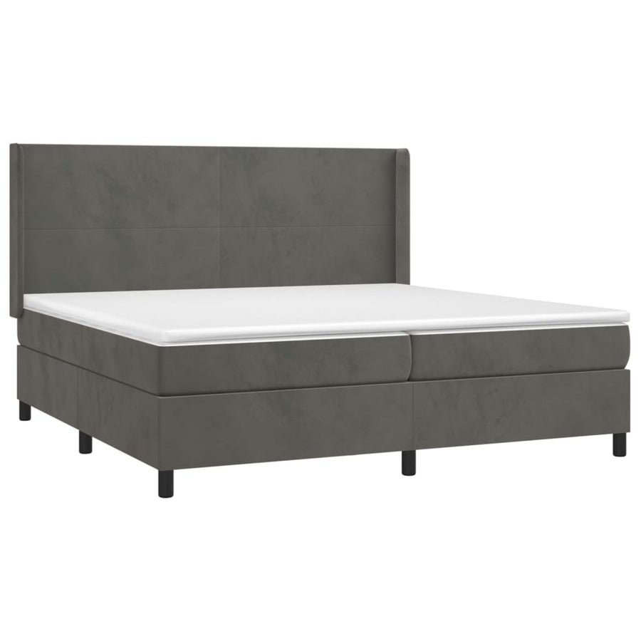 Boxspring Met Matras En Led Fluweel Donkergrijs 200 x 200 cm Effen ontwerp