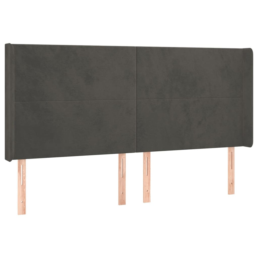 Boxspring Met Matras En Led Fluweel Donkergrijs 200 x 200 cm Effen ontwerp