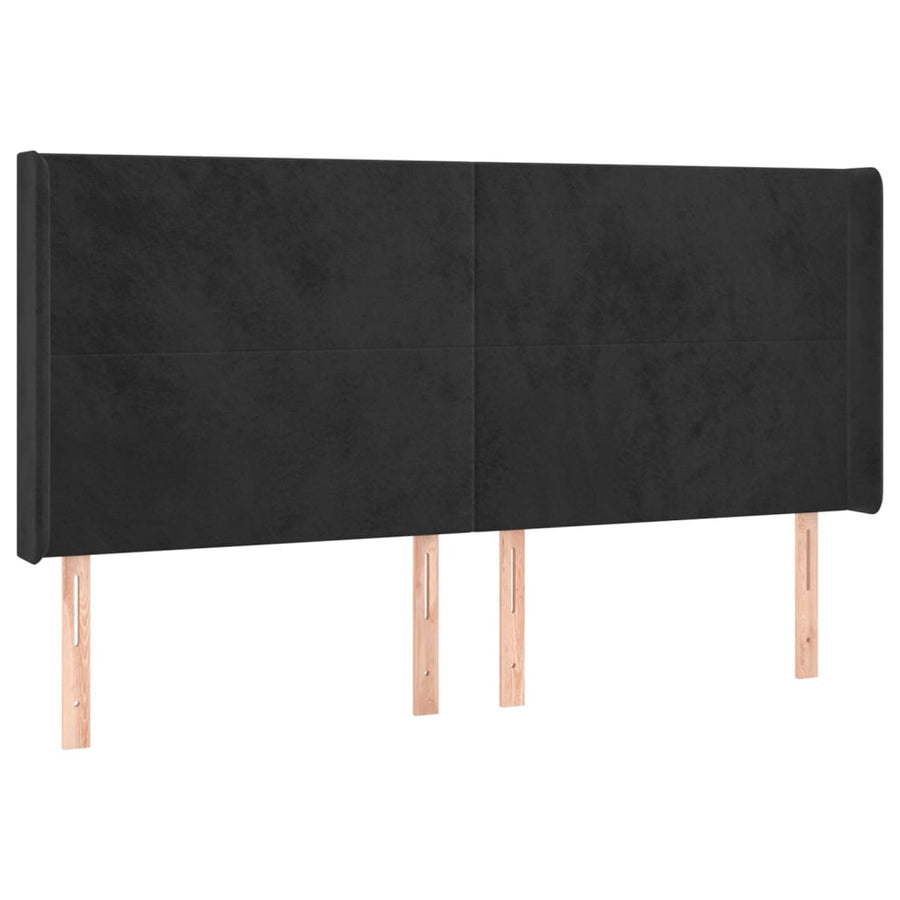 Boxspring Met Matras En Led Fluweel Zwart 200 x 200 cm Effen ontwerp